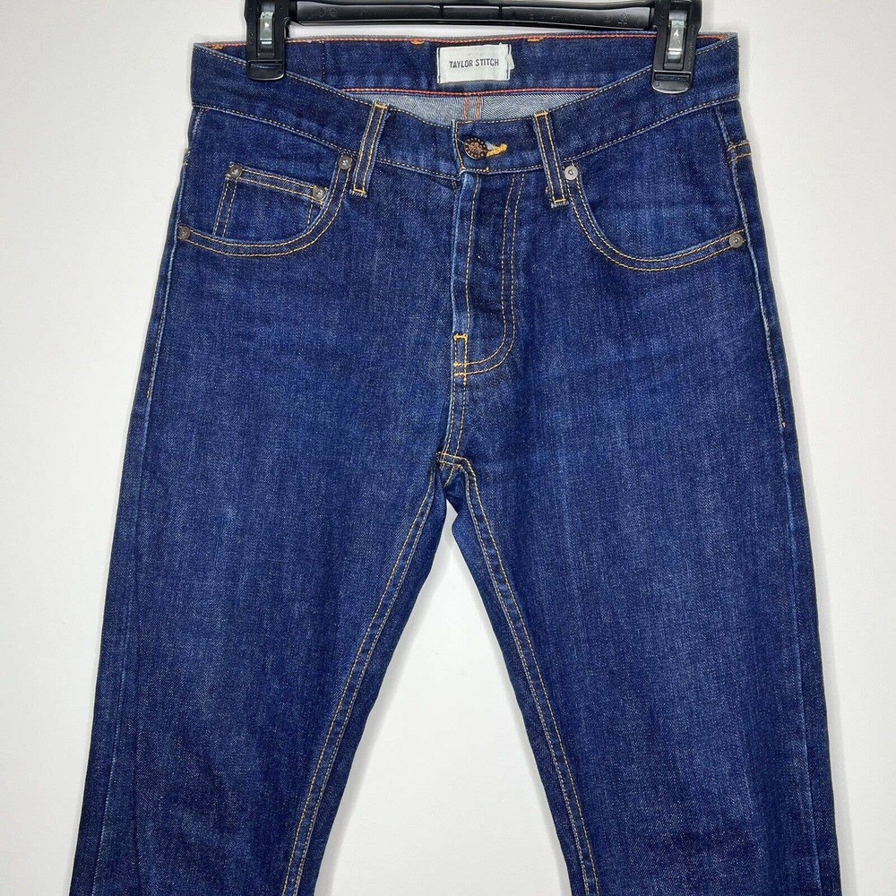Taylor Stitch Slim Jeans‎ Buttonfly Dark Wash Demin Mens Measures 28 x 32